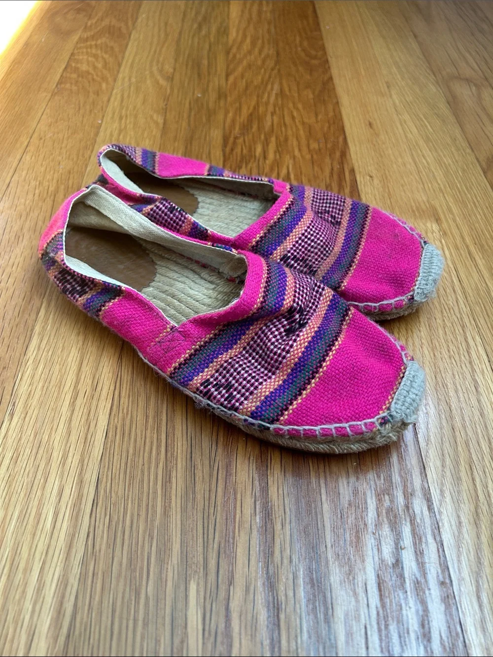 J. Crew Pink Striped Woven Espadrilles